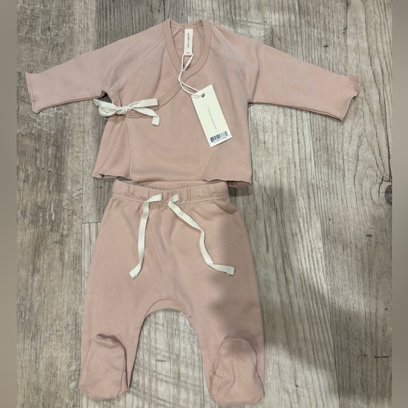 Quincy Mae Pink Baby Outfit with Wrap Top and Pants - Picture 1 of 3